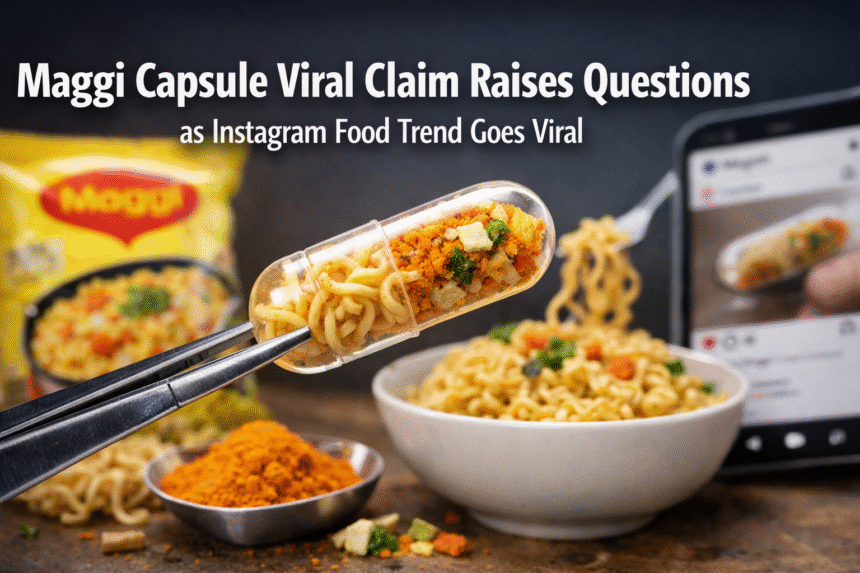 Maggi capsule viral claim shown in social media food trend image raising real or fake questions